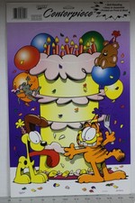 2 lot ~ GARFIELD LARGE  SIGNS VINTAGE BIRTHDAY TABLE DECOR BY PAPER-ART ODIE picture