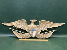 Sexton USA Cast Aluminum Bald Eagle & Shield Wall Plaque 27” Wing Span picture