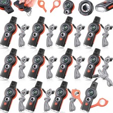 Arrowbash 12 Pack Emergency Survival Whistle 7-in-1 Compass Orange picture