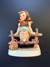 Goebel Hummel Figurine “Just Resting” #112 3/0 Girl on Fence TMK-2 Germany 1938 picture