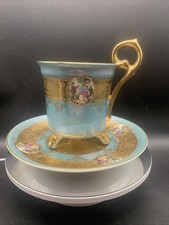 Vintage Arnart Sevres Style Footed Demitasse Tea Cup Saucer Matching 22/307 picture