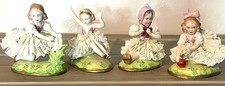 🔥RARE Antique German SITZENDORF Dresden Lace Little Girl Figurines 4