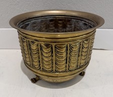 Antique 1927 English Brass Jardiniere Planter Claw Feet Registered Design 729487 picture