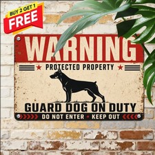 Doberman Pinscher Guard Dog Warning Metal Sign 8x12 Protected Property Tin Art picture