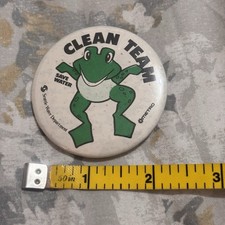 Vintage Seattle Water Department Clean Team Save Water Frog Pinback Pin picture
