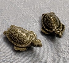 Set of Two Green Turtle/Tortoise Miniature Ceramic Figurines from Wade England picture