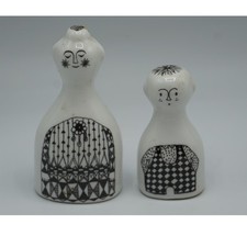 Porsgrund Porcelain Norway “Madame & Son” Salt & Pepper By Anne-Marie Odegaard picture