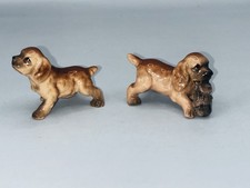 Vintage Porcelain Brown Cocker Spaniel Dogs Miniature Animal Dog Figurine Set picture