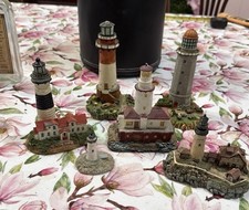 Vintage Lighthouse Figurine Lot of 6 — Nautical Coastal Decor - some chips picture