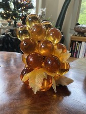 Vintage MCM Amber Lucite Grape Cluster on Driftwood Acrylic picture