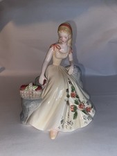 Josef Originals Lady Yellow Dress Apples In A Basket HTF picture