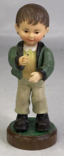 Vintage Arni Multicolor 5” Wooden Hand Carved Sarah Kay Boy w/ Green Coat- Italy picture
