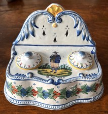 Beautiful Early Quimper (HB) Double Inkwell picture