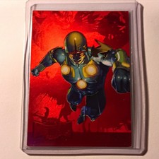 2015 Marvel Fleer Retro Nova Metal Blasters PMG Red #28/42 99/100 Peterson picture