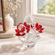 Glossy Crystal Red Rose Figurine for Weddings, Anniversaries & Special Occasions picture