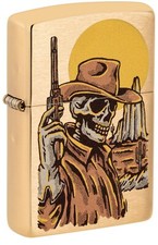 Zippo Wild West Skeleton Design Brushed Brass 48519 picture