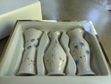 Classic Lenox Floral Bud Vases Set of 3 w/ Box 5” Blue Flowers- NEW- All Diff. picture