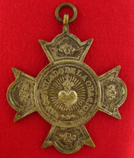 Antique SACRED HEART OF JESUS Medal APOSTLESHIP OF PRAYER Pendant LARGE Spanish picture