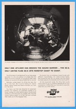 1964 United Airlines pilot DC-8 plane cockpit Fisheye photo Vintage Magazine Ad picture