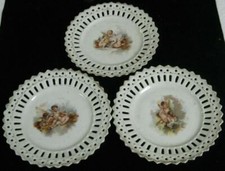 Three Antique Cabinet Plates with Cherub Scenes c.1900 picture