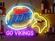 Miller Lite Beer Minnesota Vikings LED Neon Sign With Dimmer USB Powered Light picture
