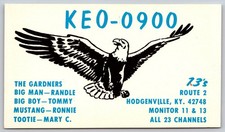 1974 KEO-0900 CB Radio QSL Postcard Hodgenville KY The Gardners Eagle B150 picture