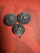 3 VTG Metal US NAVYEagle Anchor Buttons Silver Tone Uniform W.B. CO.  picture