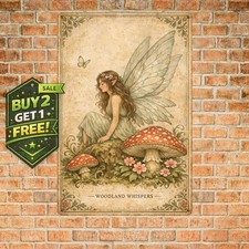 Charming Fairy Theme Metal Sign 8x12 Whimsical Fantasy Garden Wall Decor picture