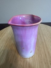 Simon Pearce Crystalline Pottery Heart Vase Pink Signed, 7” picture