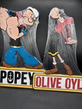 Popeye & Olive Oyl Die Cut Metal Embossed Signs picture