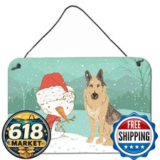 Caroline's Treasures German Shepherd Snowman Christmas Metal Sign 8x12 picture