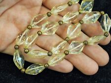 Ancient Near Eastern Rock Clear  Crystal Bicone Diamond Shape Bead Necklace picture