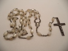Vintage Italy Mother of Pearl Rosary Beads Roma Crucifix Sacred Heart Catholic picture