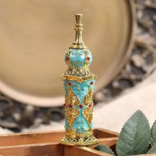 12ml Reusable Vintage Enamel Peacock Perfume Bottle Hollow Metal Sub-bottle USA picture