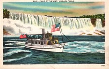 Niagara Falls Maid of the Mist Steamboat Linen Postcard Metrocraft USA picture