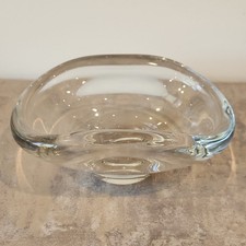 Vintage Signed FOSTERIA Clear Art Glass  Curved Edges Bowl 10