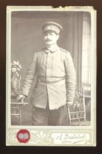 WWI WW1 Bulgaria Balkan War SOLDIER Cabinet Photo VISOR CAP Bluse Tunic BELT picture