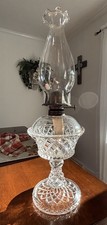 😱 Ca. 1890 Large 19” Antique Westmoreland Pattern Oil Lamp by Gillinder & Sons  picture
