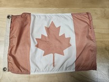 Vintage Canada Canadian Maple Leaf Boat Flag 12x17 Nylon Nautical Weathered picture