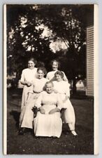 RPPC Five Lovely Edwardian Women Seated In Yard c1915 Real Photo Postcard P26 picture
