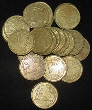 157w. 1 x BRASS 1 INCH DIAMETER WAIKIKI HAWAII, ARCADE GAMING TOKEN. PALM TREES picture