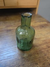 Vintage 1840s Green Glass Burst Top Ink Well Round Shape  picture