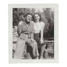 Vintage Snapshot Photo Two Women Affectionate Pose Lesbian Interest 1940s B&W picture