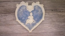 Antique Incolay stone blue heart shaped with girl wall hanging plaque      Z99 picture