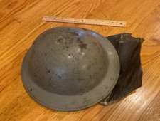VINTAGE BRODIE HELMET BELGIUM? WORLD WAR II ERA - WITH NECK PROTECTOR LOOK picture