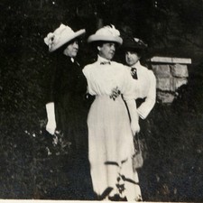 c1910s Edwardian Women Large Hats Fashion Snapshot Photo Park Garden Ladies Vtg picture