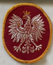 Vintage Poland Coat Of Arms Souvenir Round Embroidered Patch White Eagle picture