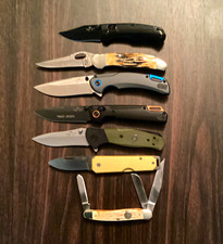 6-Pc Mixed Pocketknife Lot Manual SS Plain Edge Clip/Drop Nail File picture