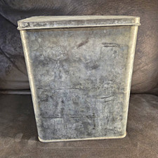 Vintage Galvanized Metal Canister Storage Tin Ice Box Liner Box Farmhouse Decor picture