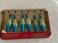 VTG Coby Teardrop Ornaments Teal Ombre Set of 6 picture